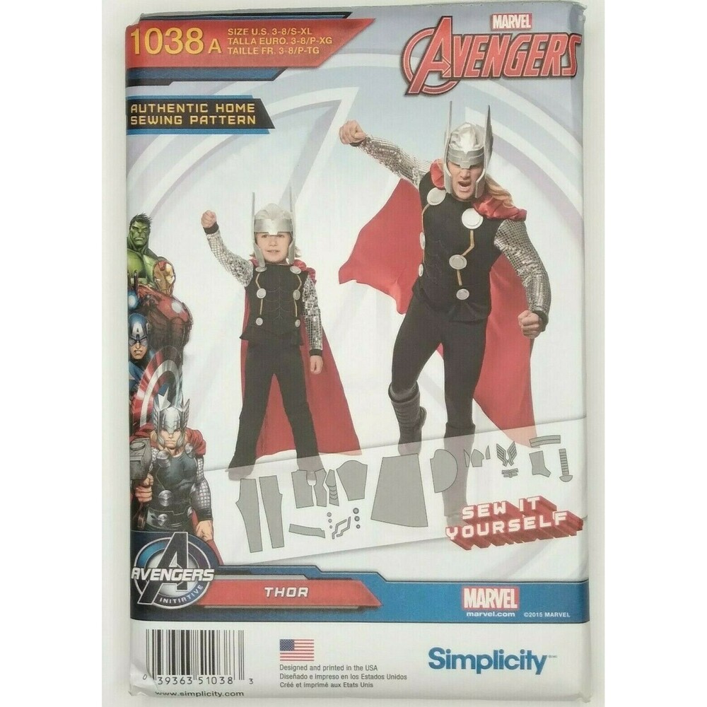 Costume Pattern Marvel Avenger Thor Simplicity Sew Adult S XL Kids 3 8 Halloween